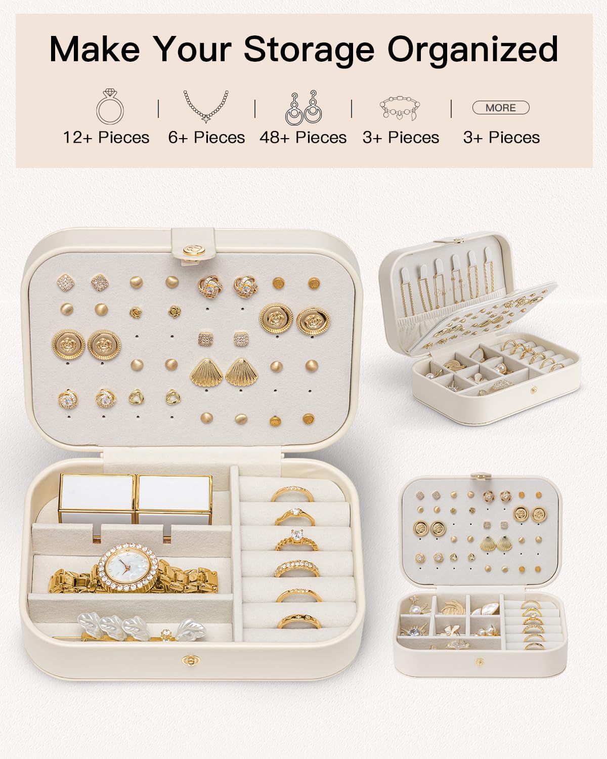 Travel Jewellery Case – Beige