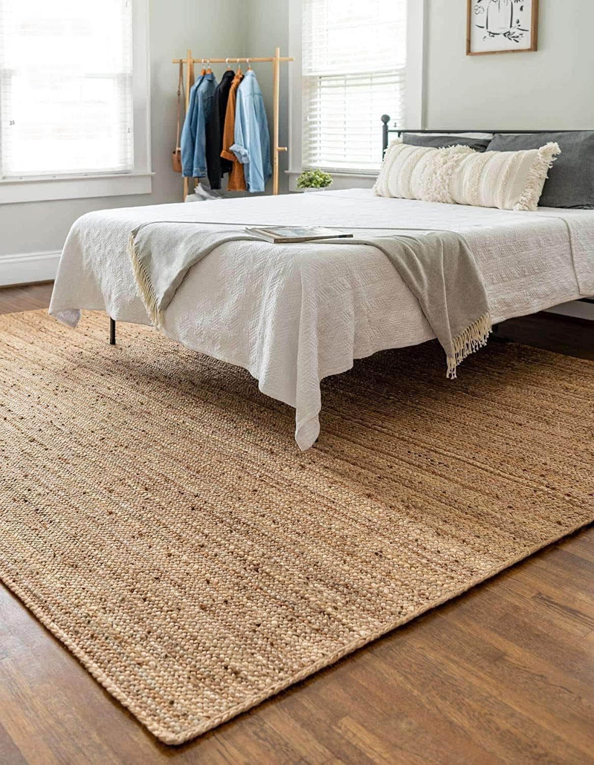 Handwoven Natural Jute Area Rug – 8 x 10 ft Braided Reversible Rug