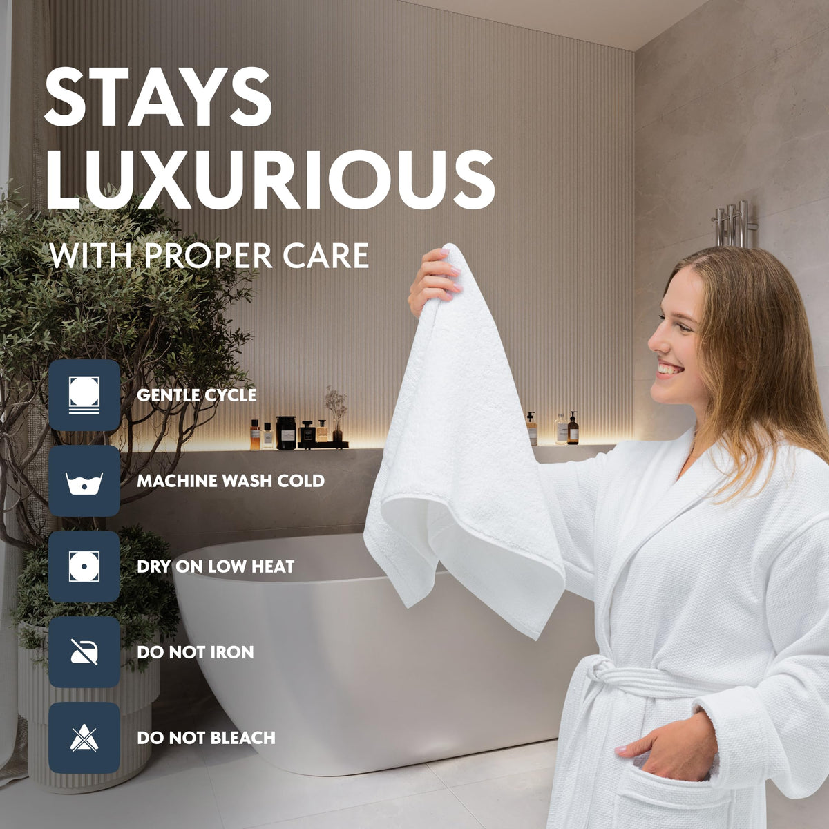 Luxury White Turkish Cotton Hand Towels Set of 6