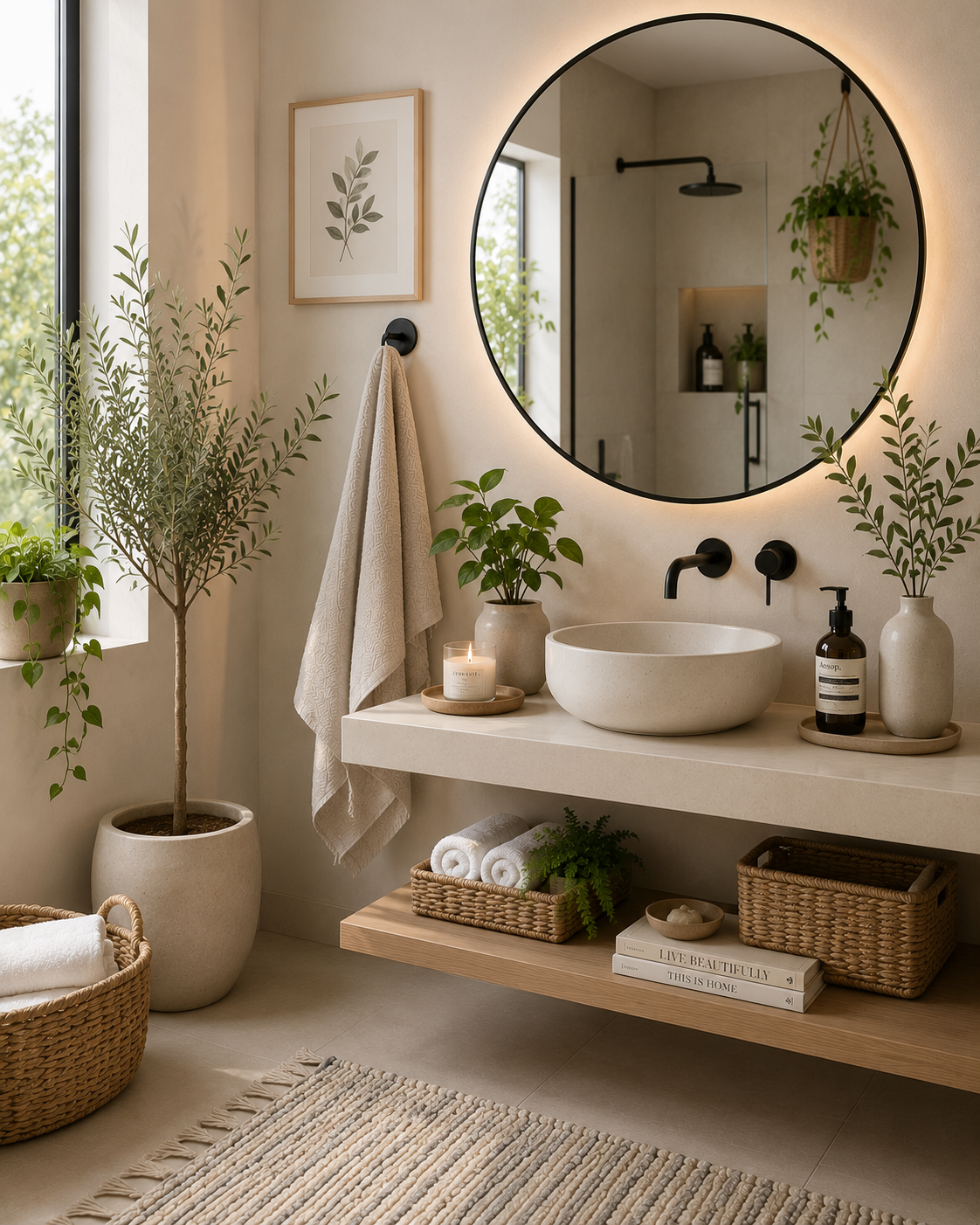 Bathroom Mirror & Plants