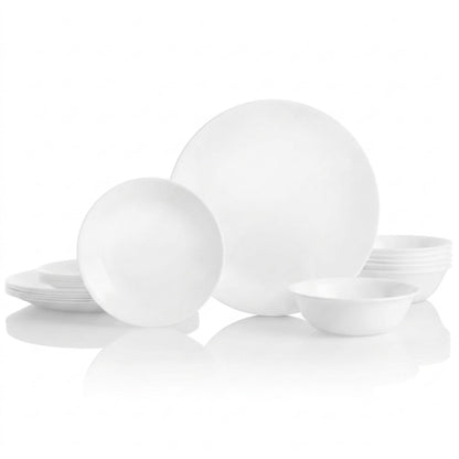 Corelle Vitrelle 18-Piece Dinnerware Set | Service for 6 | Winter Frost White