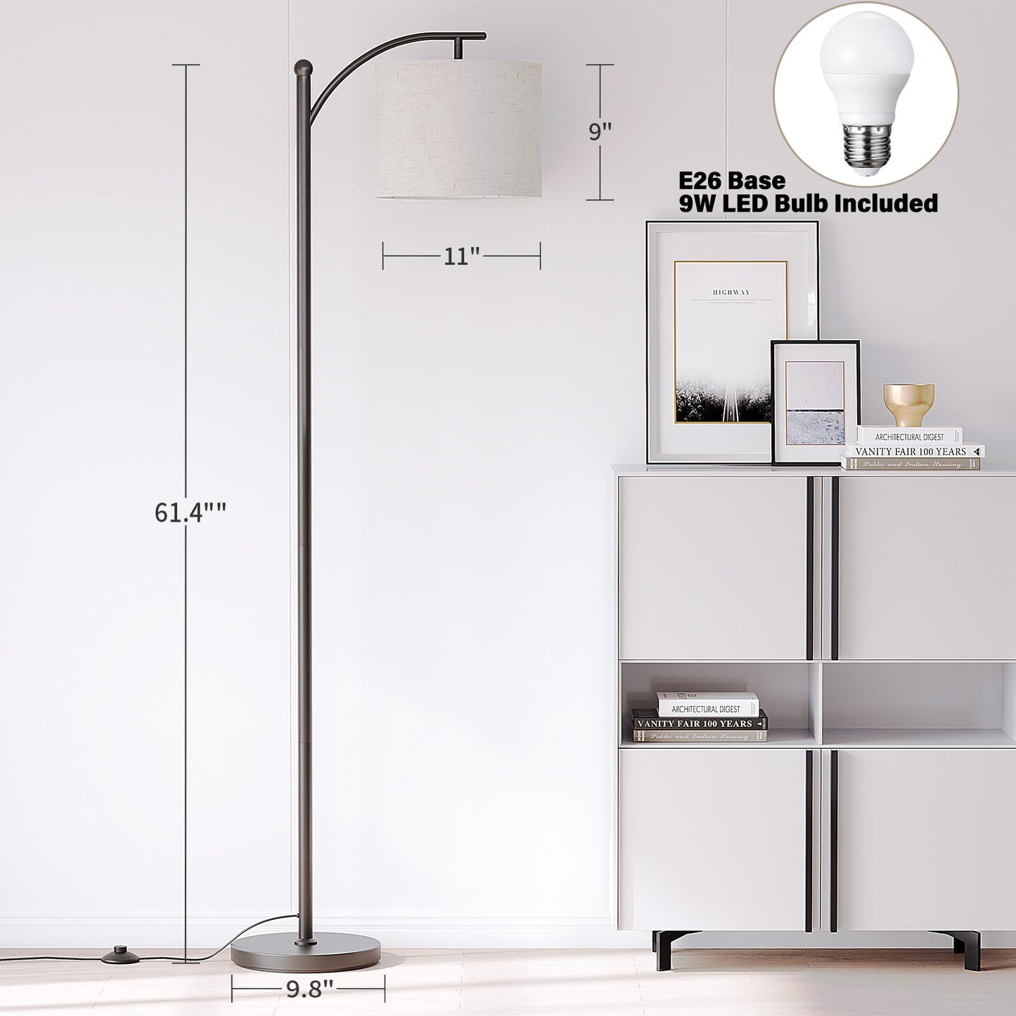 Modern Arc Floor Lamp with 3 Light Settings