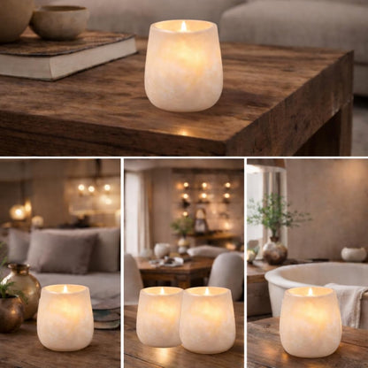 Handcrafted White Alabaster Tealight Candle Holder