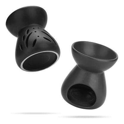 ComSaf Ceramic Wax Melt Warmer & Essential Oil Burner, Black (2 Pack)