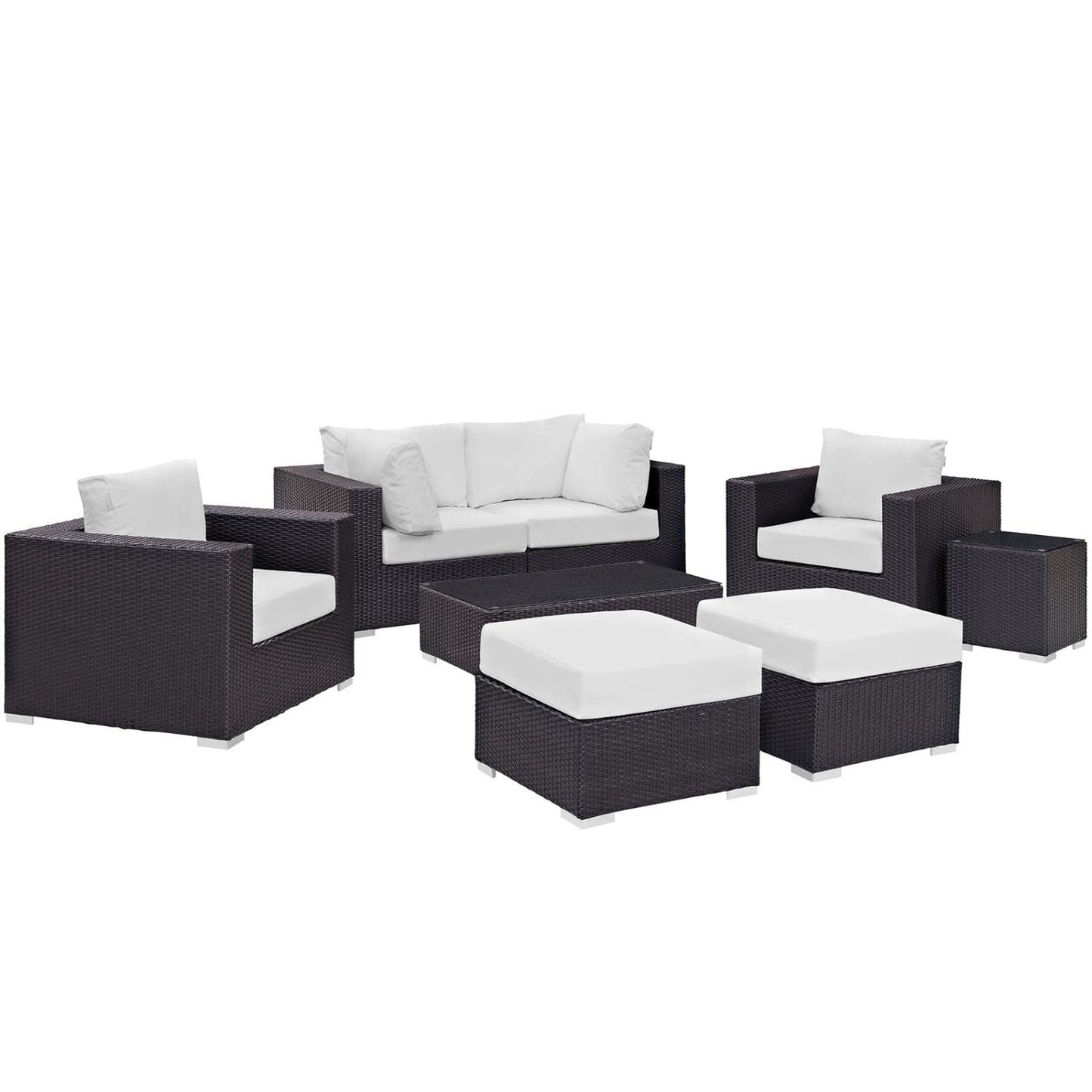 Modway Convene Collection 8-Piece Outdoor Patio Sectional Set in Espresso White