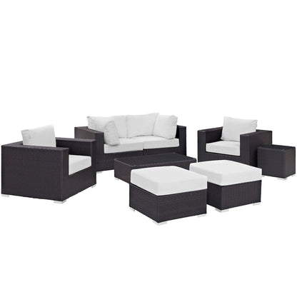 Modway Convene Collection 8-Piece Outdoor Patio Sectional Set in Espresso White