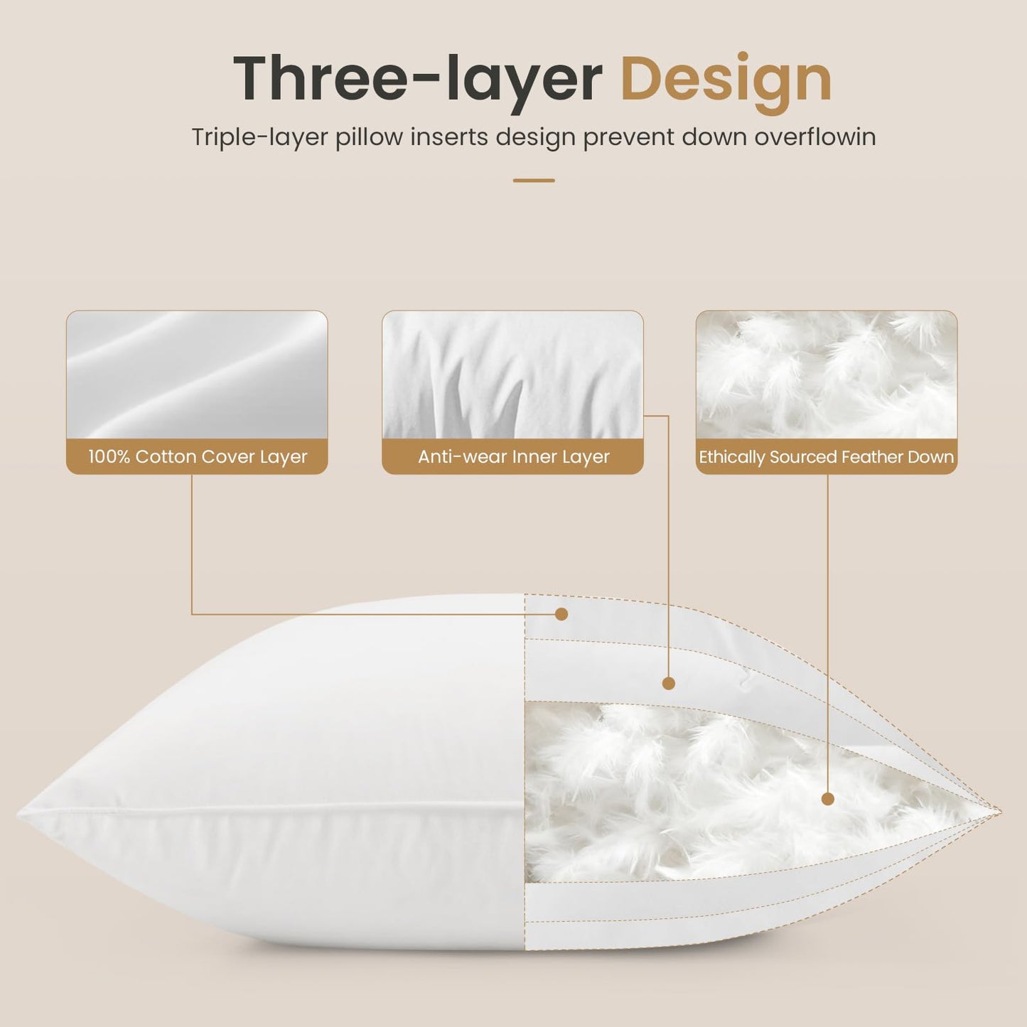 Decorative 20x20 Throw Pillow Inserts (Set of 2)