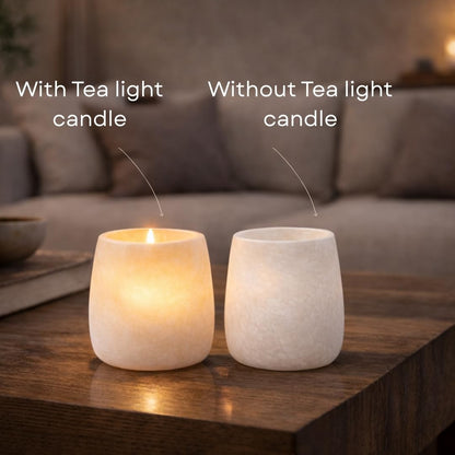 Handcrafted White Alabaster Tealight Candle Holder