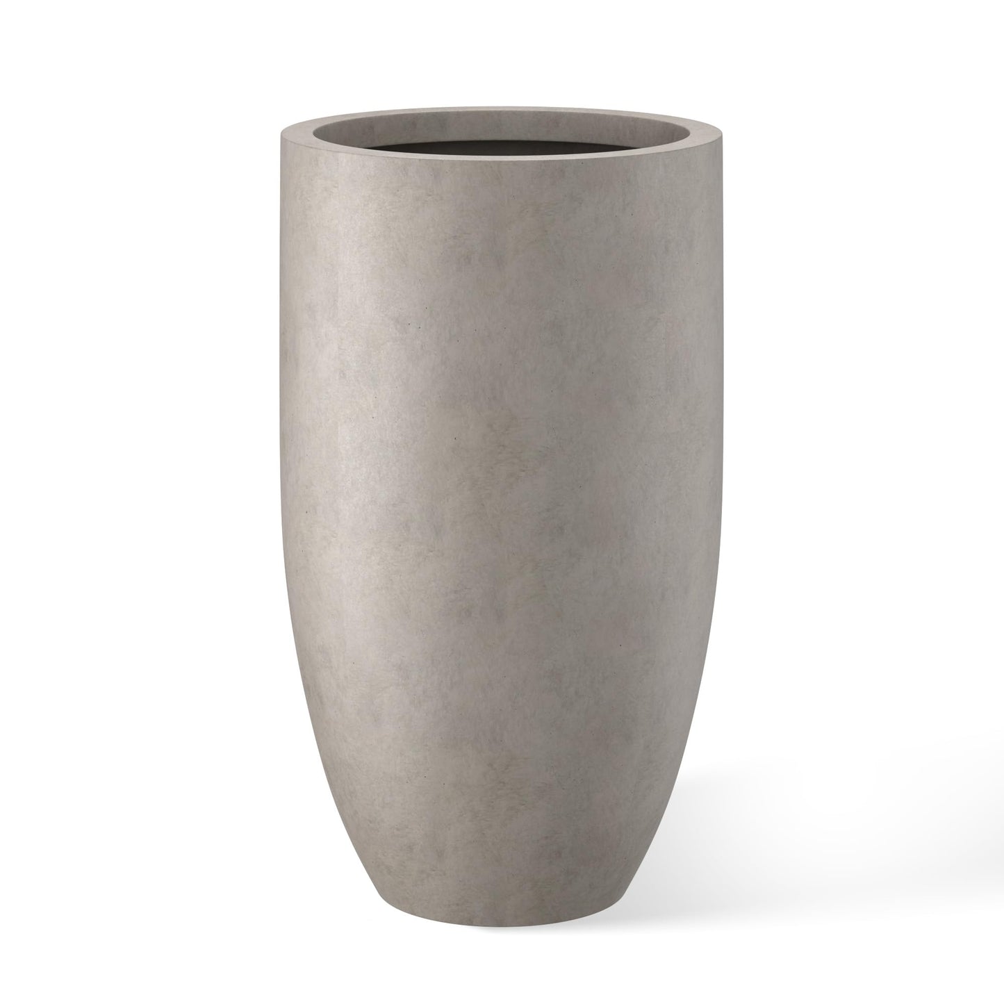 Kante Tall Concrete Planter, 24" Modern Floor Pot Weathered Stone Finish