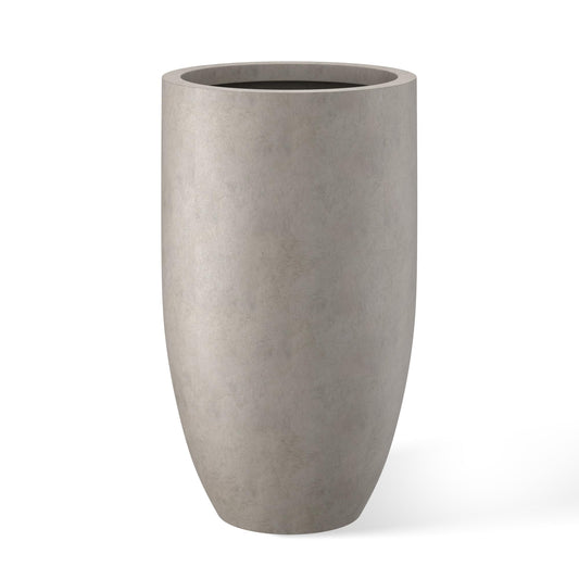 Kante Tall Concrete Planter, 24" Modern Floor Pot Weathered Stone Finish