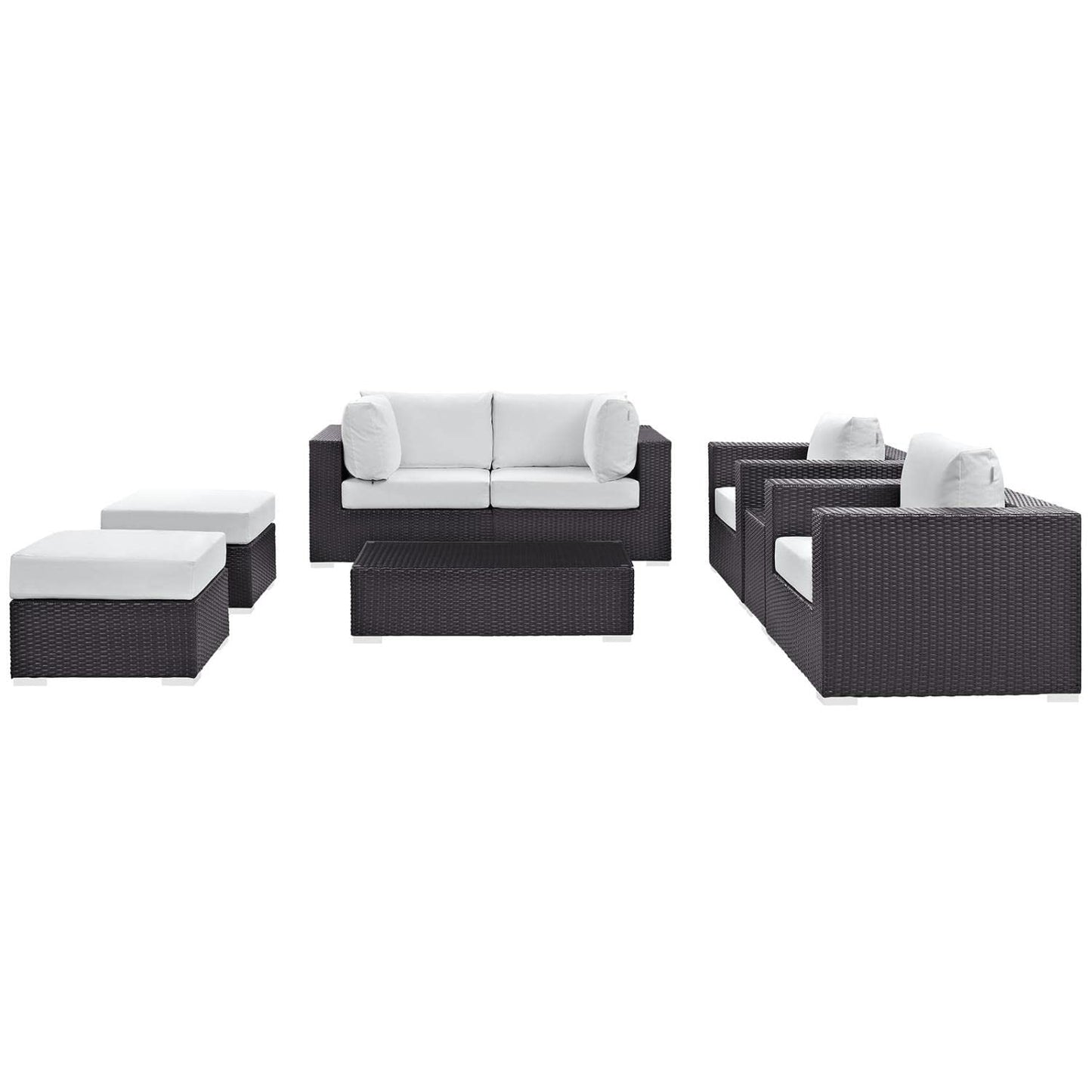 Modway Convene Collection 8-Piece Outdoor Patio Sectional Set in Espresso White