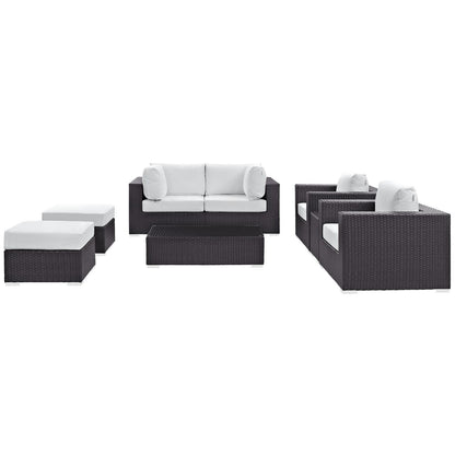 Modway Convene Collection 8-Piece Outdoor Patio Sectional Set in Espresso White