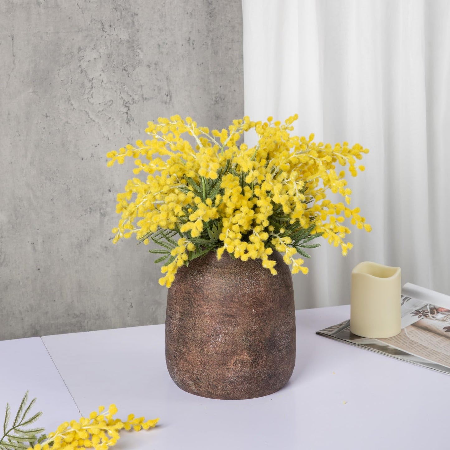 Briful Rustic Ceramic Vase 18 cm – Handmade Distressed Decorative Pottery Vase