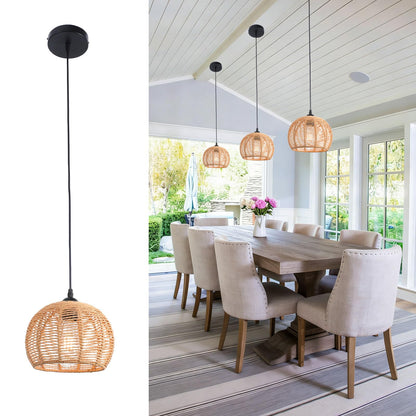 Popity Home Handwoven Rattan Boho Pendant Light