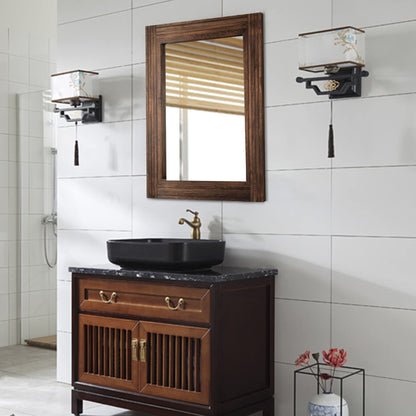 YOSHOOT Rustic Solid Wood Wall Mirror
