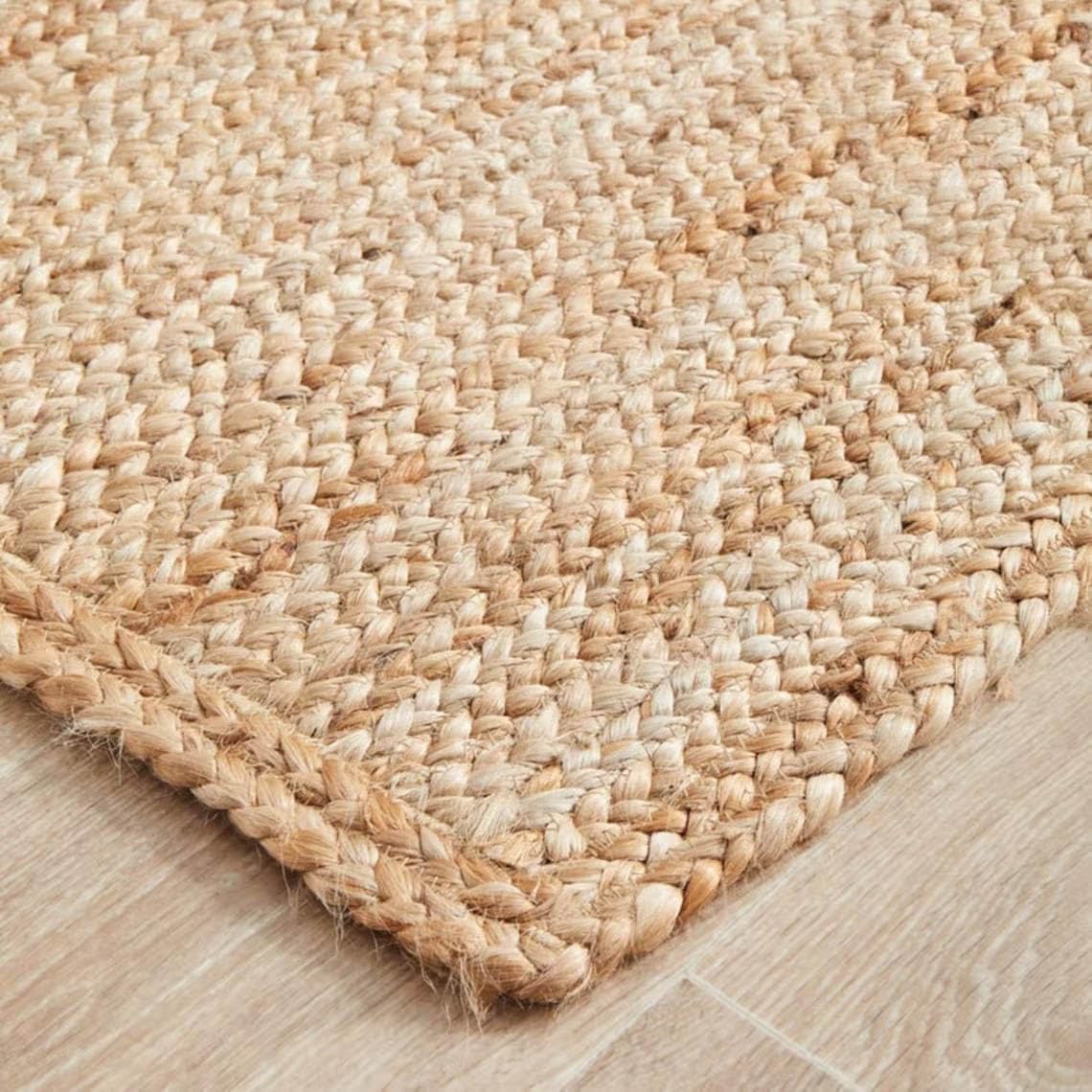 Handwoven Natural Jute Area Rug – 8 x 10 ft Braided Reversible Rug