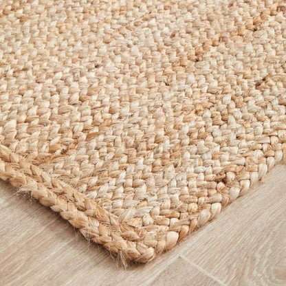 Handwoven Natural Jute Area Rug – 8 x 10 ft Braided Reversible Rug