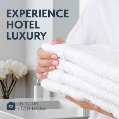 Luxury White Turkish Cotton Hand Towels Set of 6