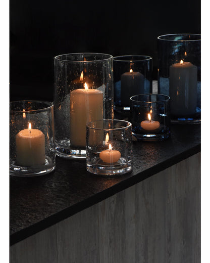 Seeded Glass Hurricane Candle Holder Set of 3 | Clear Glass