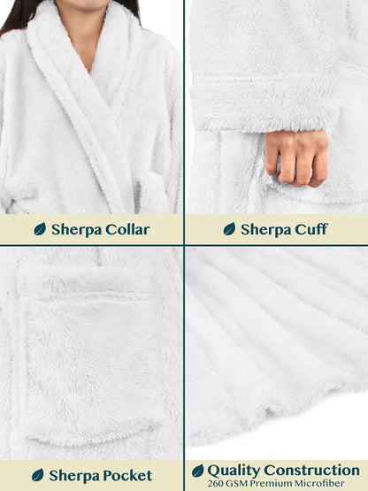 PAVILIA Plush Sherpa Fleece Bath Robe