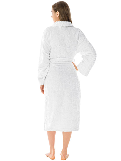 PAVILIA Plush Sherpa Fleece Bath Robe