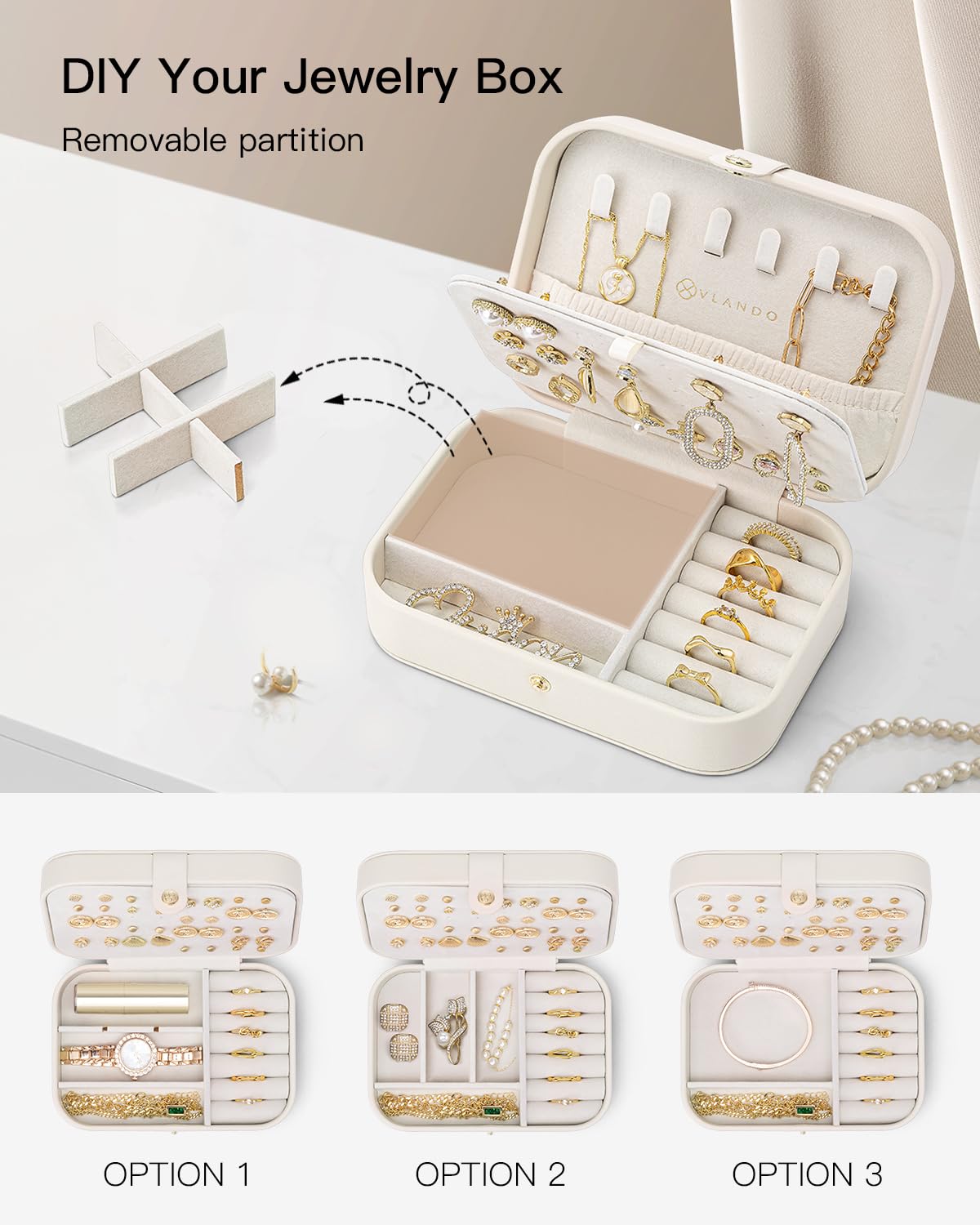 Travel Jewellery Case – Beige