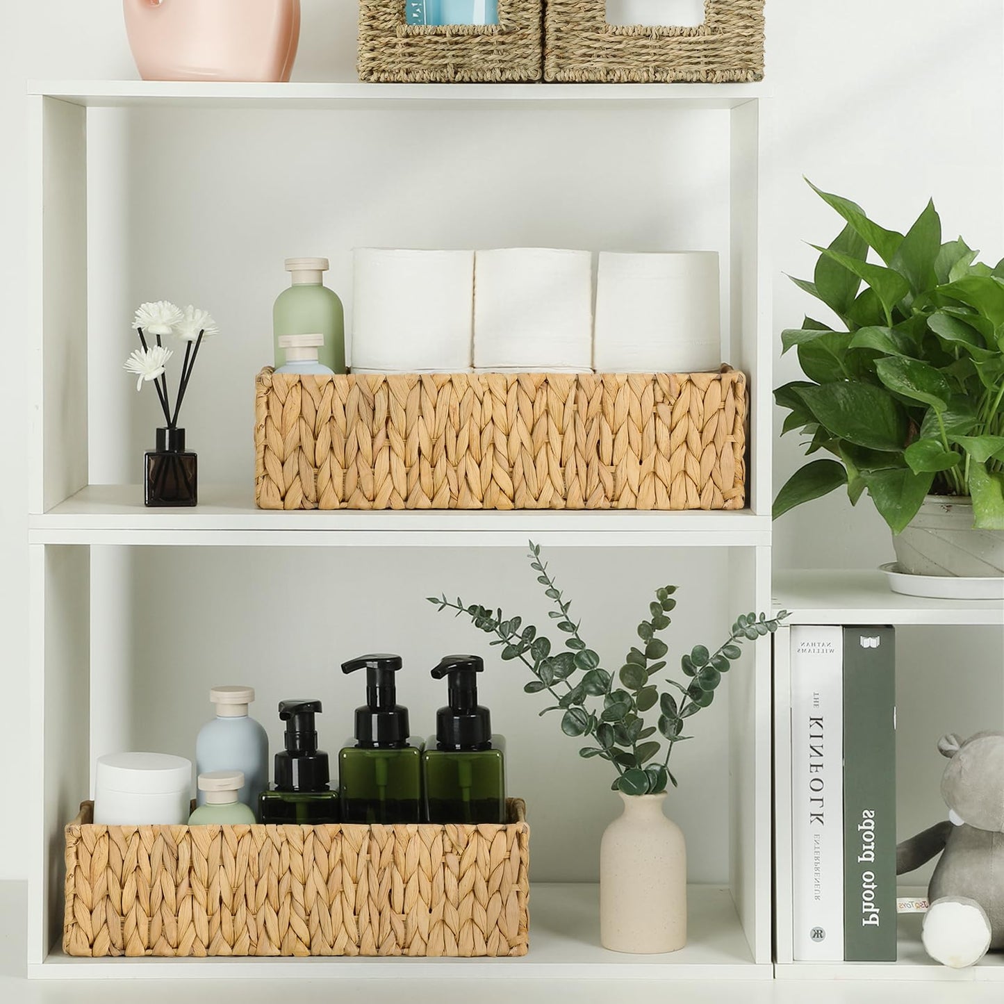 Water Hyacinth Toilet Paper Storage Basket Set (2 Pack)