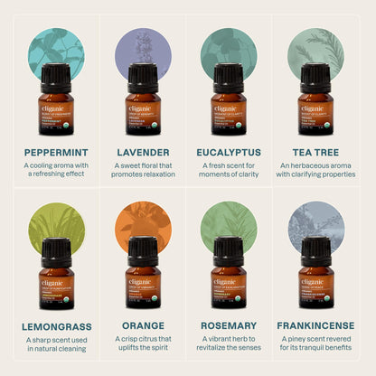 Cliganic Organic Essential Oils Gift Set – 8 Pure Aromatherapy Oils