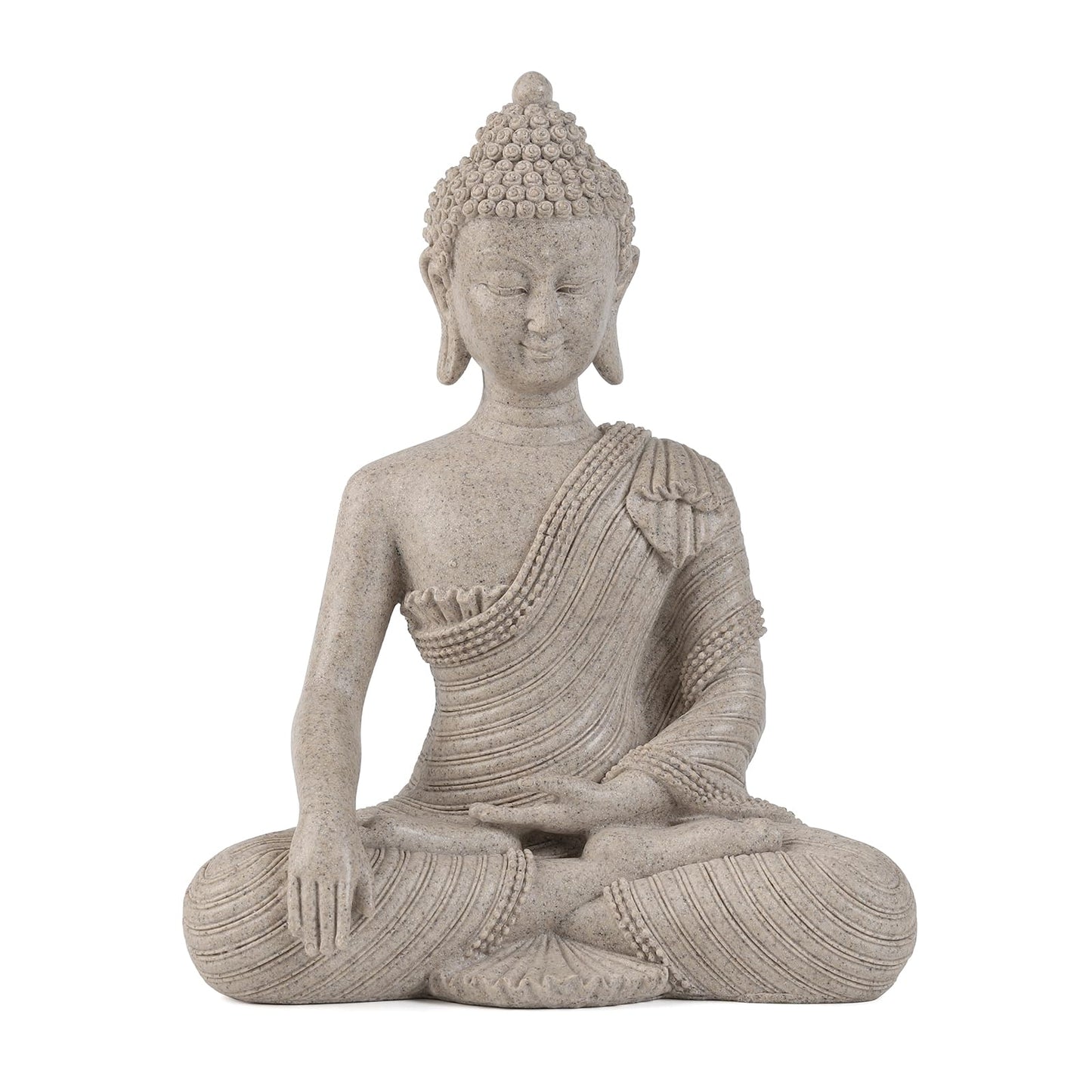 Large Meditating Buddha Statue – Beige White Zen Home Décor (10.2")