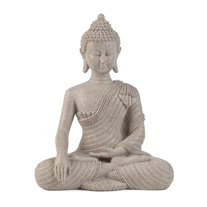 Large Meditating Buddha Statue – Beige White Zen Home Décor (10.2")