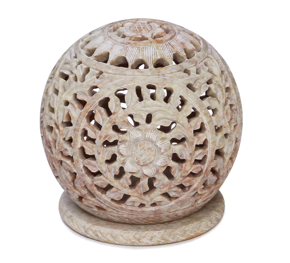 Hand Carved Soapstone Tealight Candle Holder