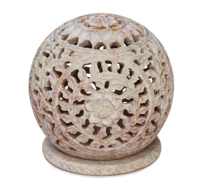 Hand Carved Soapstone Tealight Candle Holder