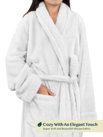 PAVILIA Plush Sherpa Fleece Bath Robe