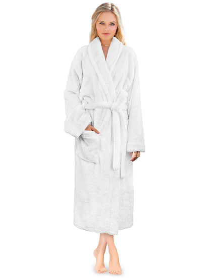 PAVILIA Plush Sherpa Fleece Bath Robe