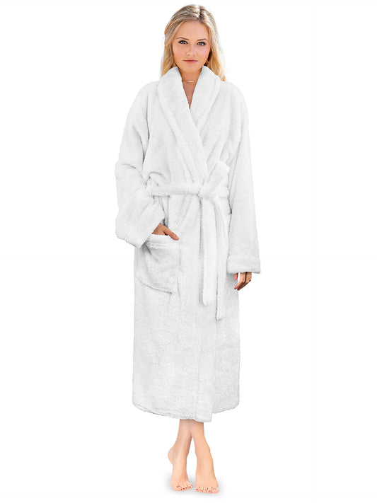 PAVILIA Plush Sherpa Fleece Bath Robe