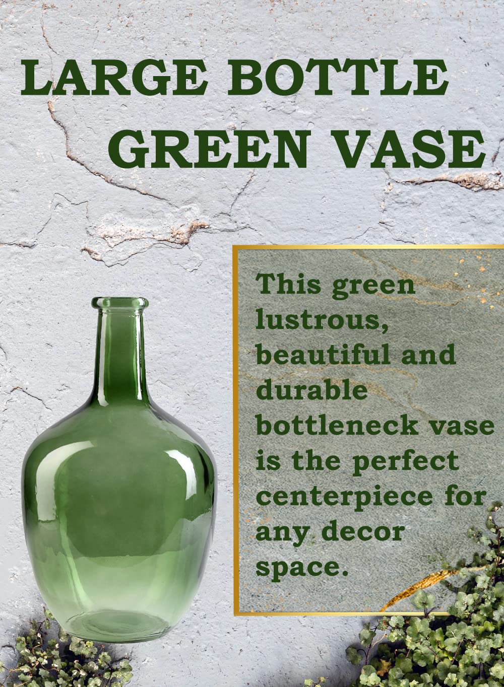 Serene Spaces Living Olive Green Glass Decorative Vase