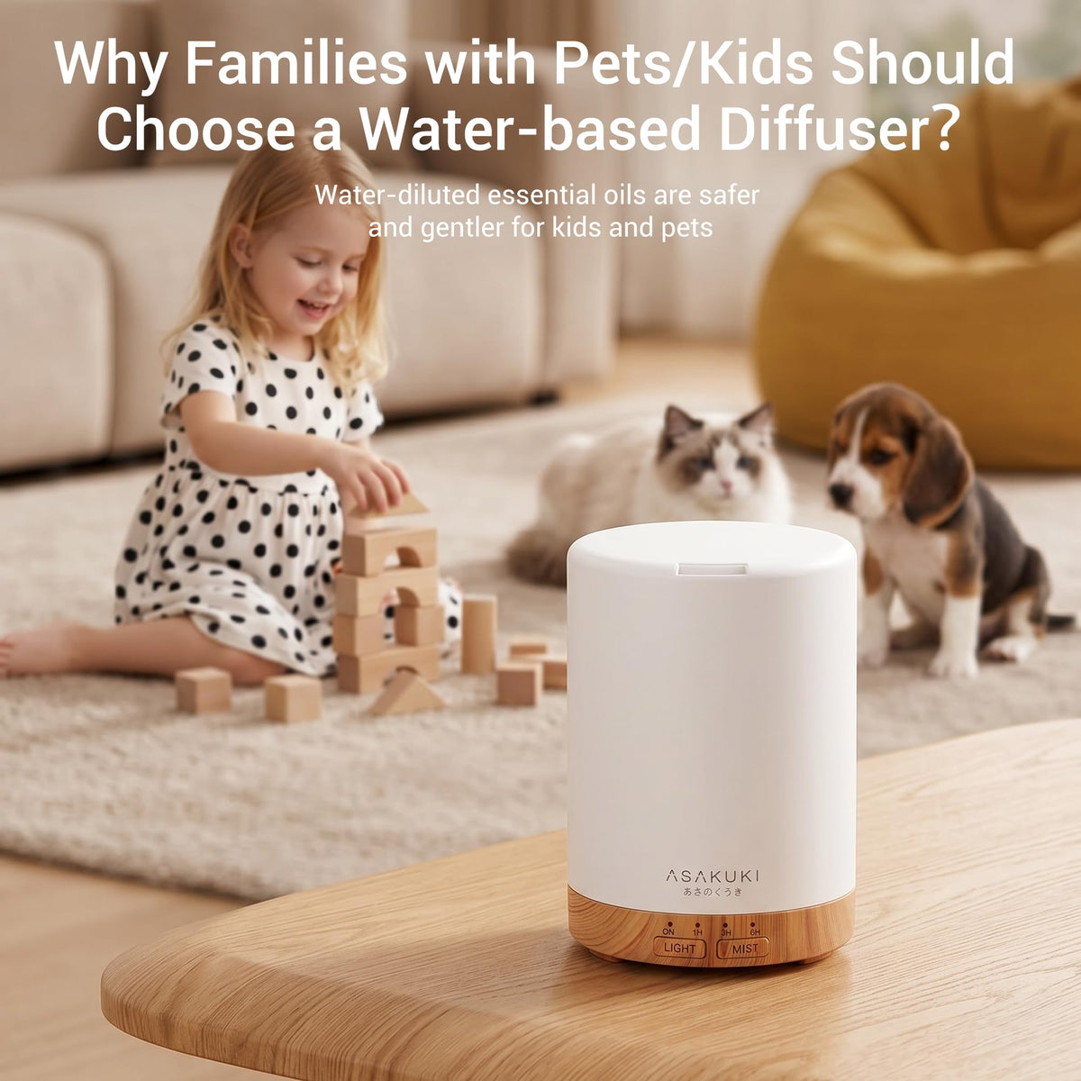 ASAKUKI Essential Oil Diffuser for Home 300 ml Quiet