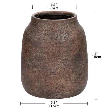 Briful Rustic Ceramic Vase 18 cm – Handmade Distressed Decorative Pottery Vase
