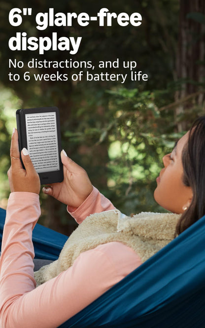 Amazon Kindle 16 GB (newest model) - Lightest and most compact Kindle, now with faster page turns, and higher contrast ratio, for an enhanced reading experience - Black