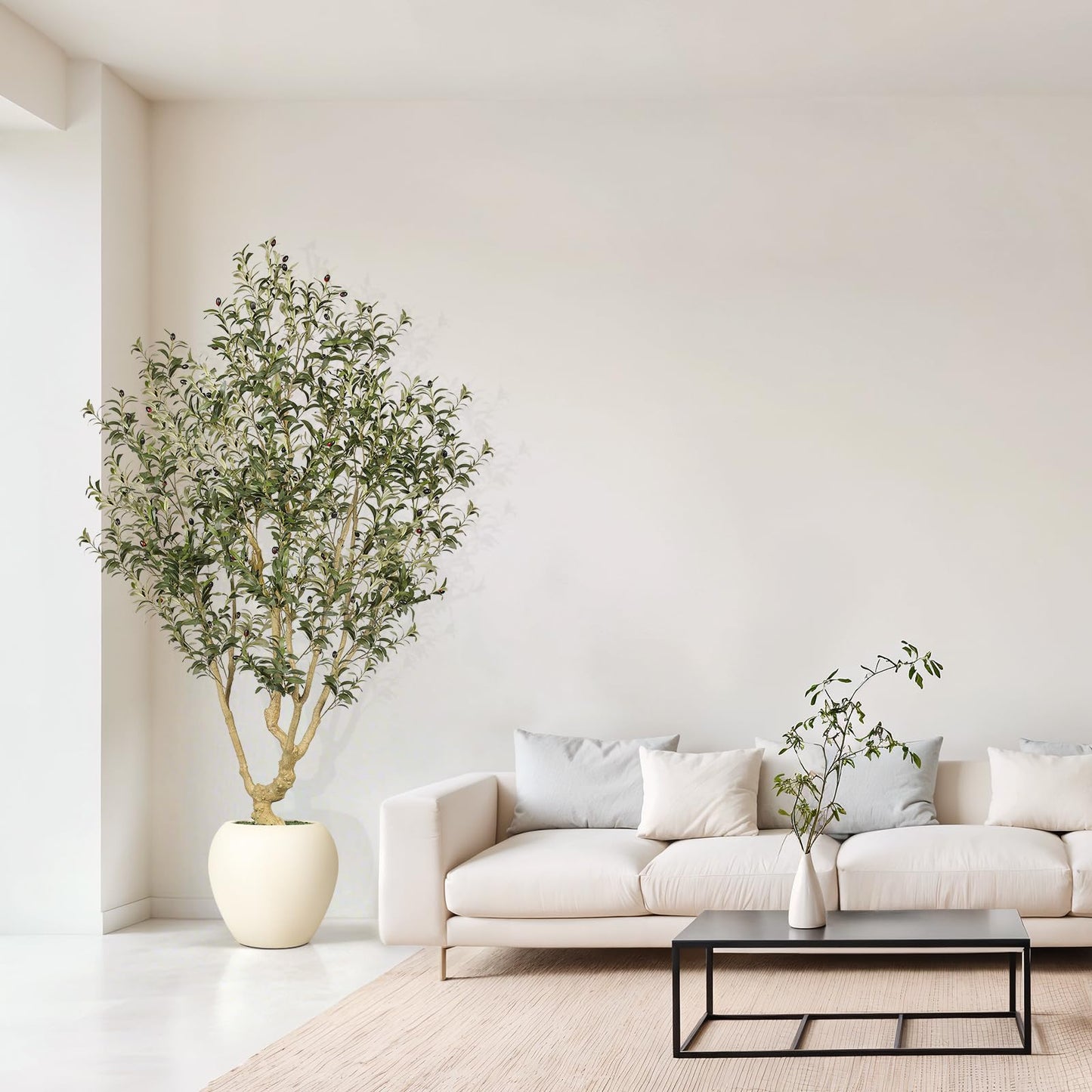 7ft Artificial Olive Tree with Decorative Planter