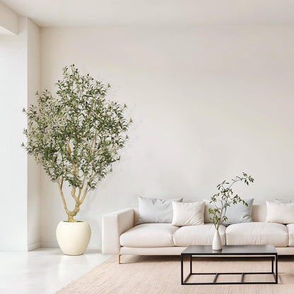 7ft Artificial Olive Tree with Decorative Planter