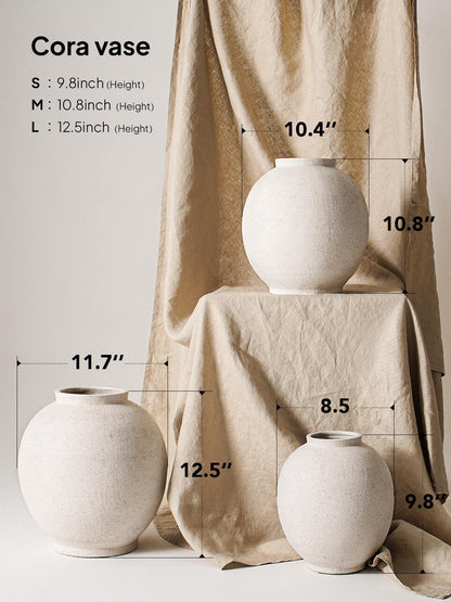Large Sandstone White Ceramic Floor Vase (12.5") – Rustic Farmhouse Décor