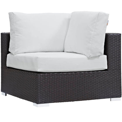 Modway Convene Collection 8-Piece Outdoor Patio Sectional Set in Espresso White