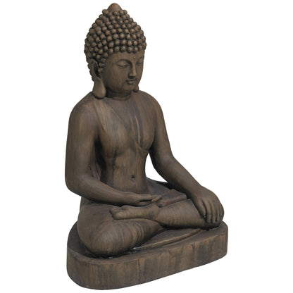 John Timberland Sitting Buddha Statue Sculpture Zen Asian Japanese Garden Decor Outdoor Front Porch Patio Yard Outside Home Balcony House Dark Sandstone Faux Stone Finish Resin 29 1/2" Tall
