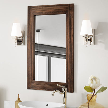 YOSHOOT Rustic Solid Wood Wall Mirror
