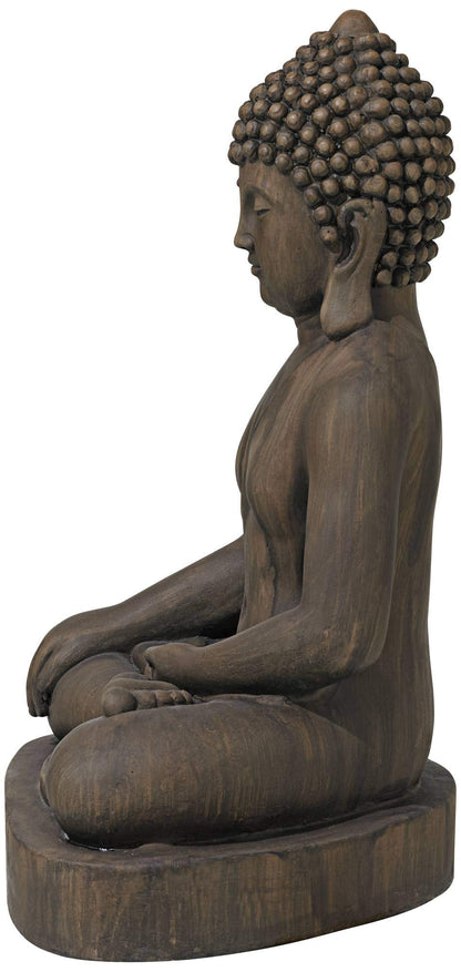 John Timberland Sitting Buddha Statue Sculpture Zen Asian Japanese Garden Decor Outdoor Front Porch Patio Yard Outside Home Balcony House Dark Sandstone Faux Stone Finish Resin 29 1/2" Tall