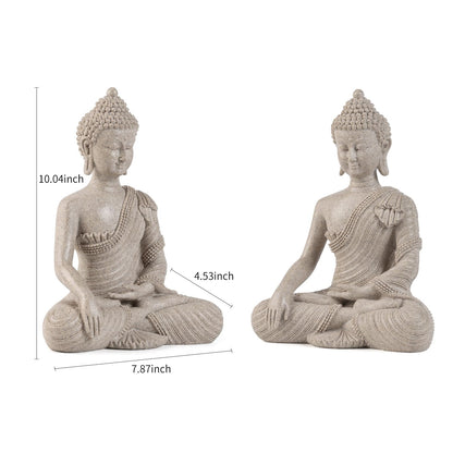 Large Meditating Buddha Statue – Beige White Zen Home Décor (10.2")