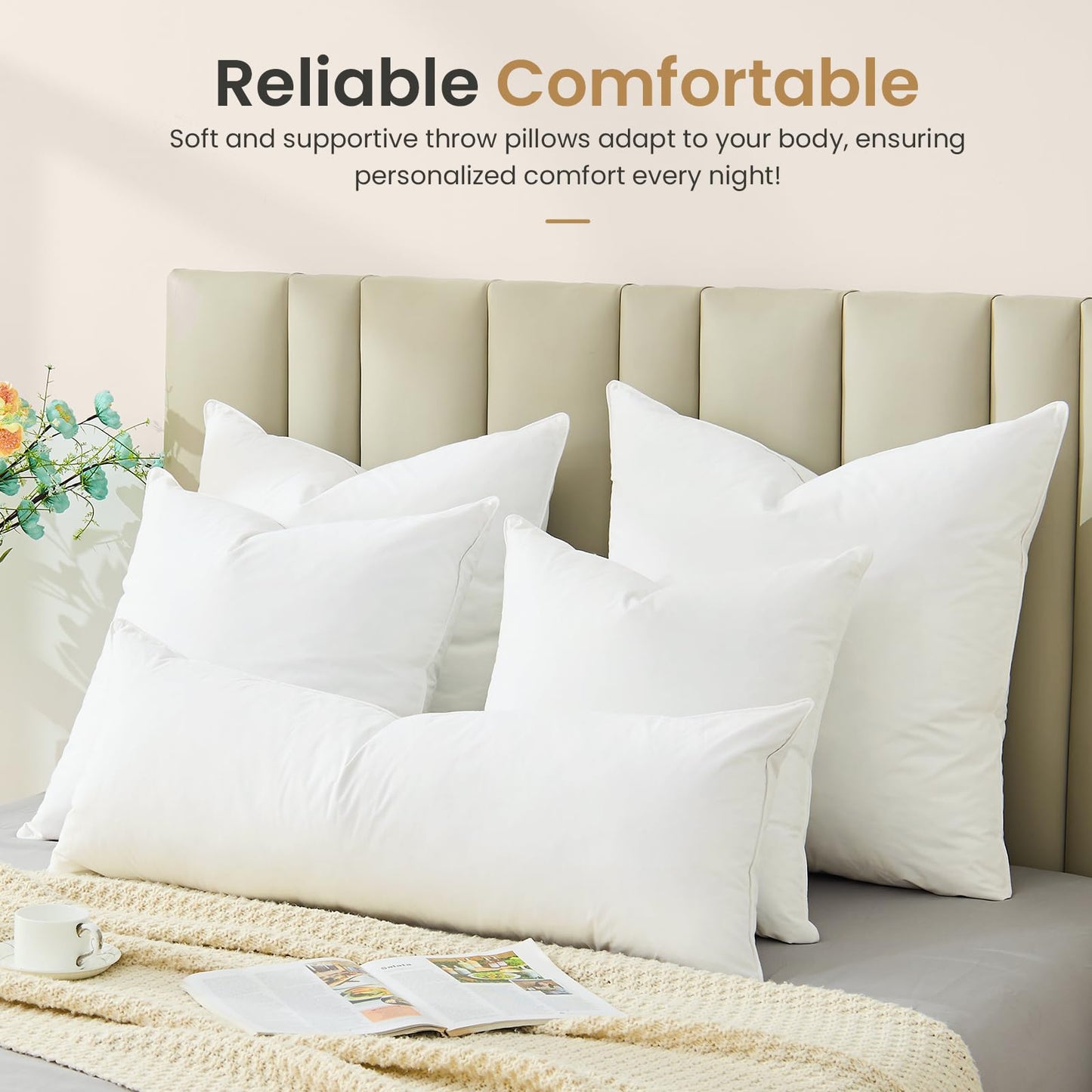 Decorative 20x20 Throw Pillow Inserts (Set of 2)
