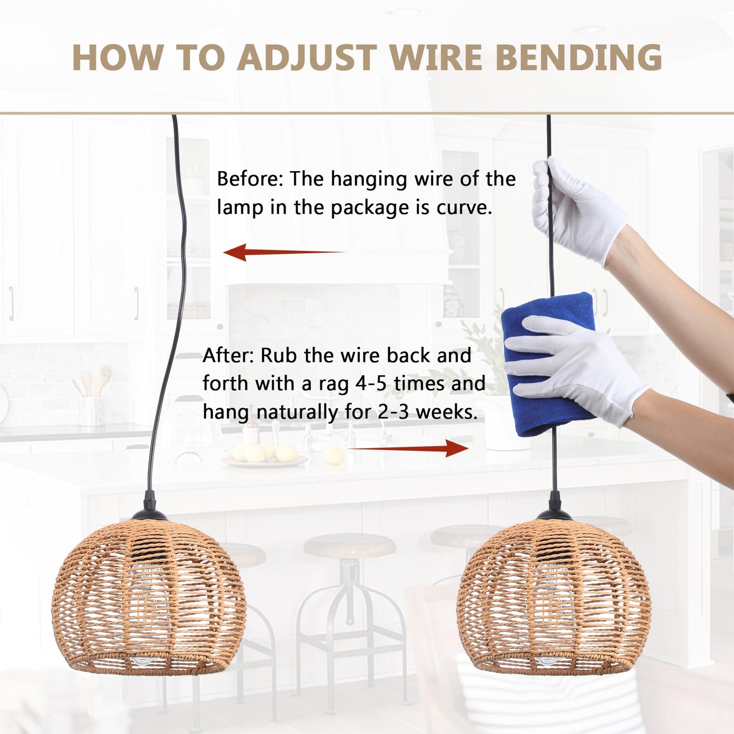 Popity Home Handwoven Rattan Boho Pendant Light