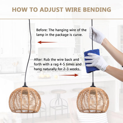 Popity Home Handwoven Rattan Boho Pendant Light